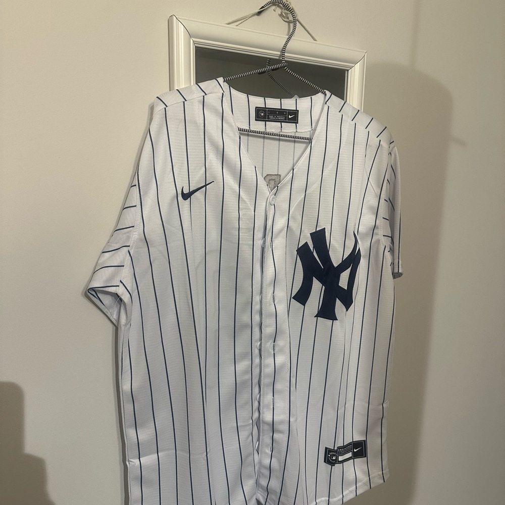 MLB New York Yankees White and Navy Pinstripe Jersey